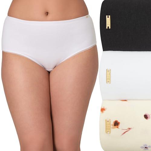 Bali Women's Underwear Hipster Pack, Lux Cotton Essentials Hipster Underwear, Moisture-Wicking, Tummy Control, 3-Pack XL