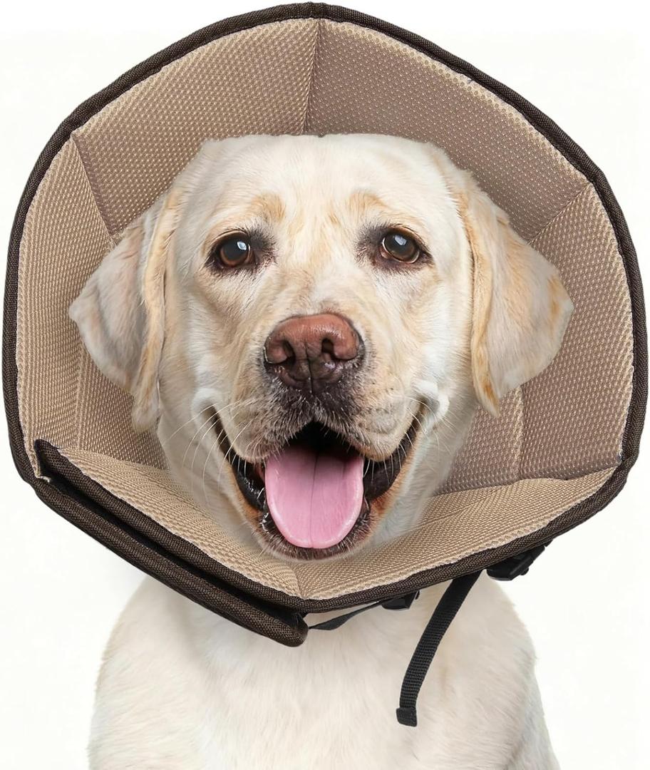 Dog Cone Collar XL, Soft Cones for Large Medium Small Dogs,Adjustable Dog Cone Alternative to Stop Licking, Comfy Elizabethan Collar for After Surgery Wound Healing & Hot Spots Brown