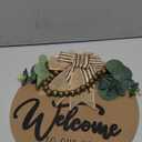 3D Welcome Sign for Front Door | Home/Farmhouse Porch Dcor Wooden Hanging Sign with Artificial Leaves and Rustic Beads | Christmas Classroom |12" Round (Oak Nature)