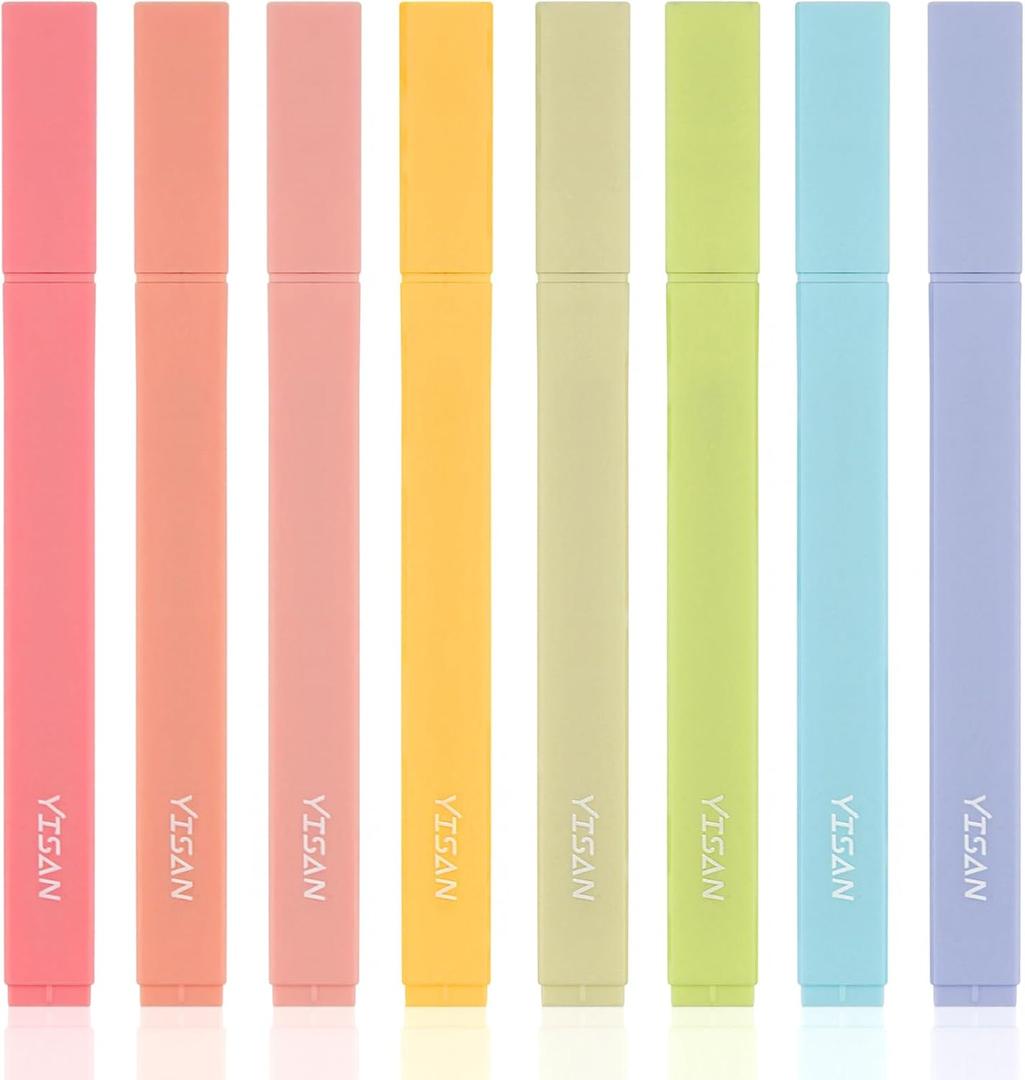 YISAN Highlighters Pastel No Bleed,Assorted Colors Bible Pens,Aesthetic,Soft Tip for Book,Journal,70948 (Vintage)