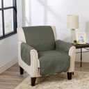 Reversible Chair Cover - Washable Slipcover Furniture Protector with Elastic Straps - Furniture Cover for Dogs, Kids, and Pets - Quilted & Stitched Detail (Chair, Sage Green / Light Gray)