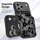 MZELQ Compatible with iPhone 17 Pro Max Case Flower Pattern Matte -Black | Floral Cute Support for MagSafe Skin-Touch Crystal for Girls Women