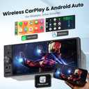 6.9Single Din Radio Car Stereo with Apple CarPlay & Android Auto, Car Radio UHD in-Cell Touchscreen, 1080P Backup Camera, Mirror Link, Bluetooth 5.3, GPS, AM&FM, USB & Type-C Fast Charging, EQ, SWC