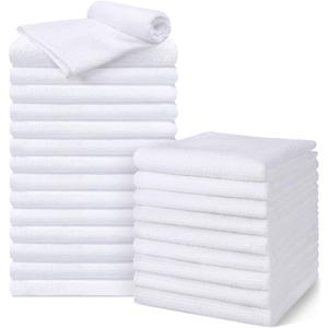 Salon Towels 24 Pack, Super Soft Microfiber Hand Towel, Highly Absorbent Hair-Drying Cloth for Gym, Bath, Spa Use and Home Beauty Care - White (16x29 inch)