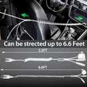 CUGUNU Coiled USB/Type-C to iWatch/iPhone Lightning/Type-C Multi Charger Cable, 3-in-2 Retractable Multiple Car Fast Charging Cord Compatible with iPhone/Apple Watch/iPad/Android Phone