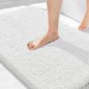 Yimobra Bathroom Rugs Non Slip Washable 36X24, Ultra Soft and Water Absorbent Bath Mats, Plush Fluffy Shower Mat Outside, Luxury Microfiber Thick Carpet Matts for Bathroom Floor/Tub, Off White