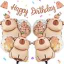 9 Pcs Capybara Birthday Party Decorations Includes 1 Capybara Birthday Banner 4 Capybara Shaped Balloons 4 Round Balloons for Capybara Party Favors Capybara Theme Party Supplies Decor