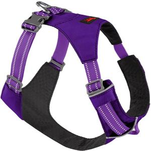Tuff Pupper All-Day Wear Dog Harness | for Walking, Trail Running, Hiking | Front & Back Leash Clips | Reflective Trim | Easy On/Off Buckles | Lightweight Breathable | No Pull Design (Medium, Purple)