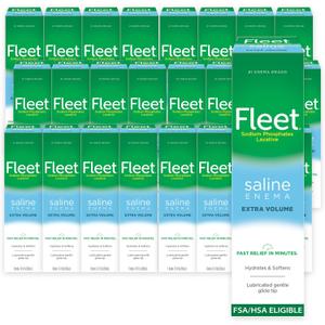 Fleet Laxative Saline Enemas for Constipation Relief for Adults, Extra Volume, Fast and Effective, 7.8 Fl Oz Each, Pack of 24 Bottles, Expiry: 2029-04