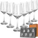 Crystal Wine Glasses Set of 6-12oz Long Stem Wine Glass, Clear Pretty Crystal Glassware, Hand Blown Drinkware, Unique Stemware Wine Glass Holiday Gift Set
