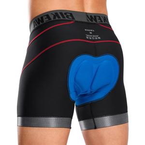 Bikewa Men's Cycling Underwear with Anti-Slip Leg Grips 4D Padded Bike Shorts MTB Liner for Bicycle Biking Riding (XX-Large, Black/Red)