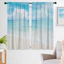 zokyer Beach Curtains 63 inch Length - Coastal Farmhouse Ocean Window Drapes, Modern Sky Sea Seascape Landscape for Living Room Bedroom, Serene Tropical Nature View, 2 Panels, 42" W x 63" L
