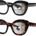 JM Cat-Eye Reading Glasses for Women, Blue Light Blocking Computer Readers with Spring Hinge (2 Pack Photochromic)