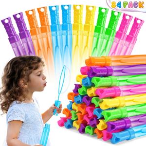 OCHIDO 84 Pcs Bubble Wand in 6 Colors, Bubble Wands Bulk for Kids Party Favors, Bubbles Party Favors for Summer Toys Gift, Indoor Outdoor Activity, Birthday Party, Wedding, Goodie Bags Stuffers