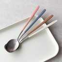 304 Stainless Steel durable Lightweight Korean-style Beautiful Cutlery Spoon and Chopsticks Set Scratch Resistant 2Pieces (Gray+Peach Pink)