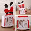 2 x Lighted Christmas Fireplace Scene Tabletop Decor, Fire Santa Paper Lantern Box Decoration with LED Light for Mantel, Indoor, New Year, DIY Xmas Gifts for Coworkers, Friends, Teacher, Family