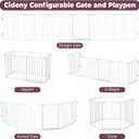 144" Extra Wide Baby Gate with Door, Configurable 6 Panels Baby Fence, Fireplace Gate with Anti-Trip Pedal, Family Essentials Safety Gate for Child Dogs Pets, 28'' Tall White