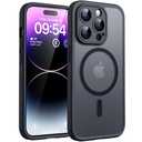 TOCOL Magnetic for iPhone 14 Pro Case, Compatible with Magsafe, Upgraded Full Camera Protection, Drop Protection, Translucent Matte Back Bumper Phone Cover 6.1-Inch (Black)