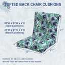 Outdoor Seat Chair Cushions, Tufted Back Patio Furniture Cushions Set of 2, Water Repellent Wicker Replacement for Home Garden Chairs, 42x21x4 Inch, Blue Salmone Tropical