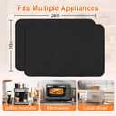 Heat Resistant Kitchen Counter Mat 16x24 Inch Black - Non-Slip Silicone Appliance Protector for Air Fryer Coffee Maker Blender Toaster (2 Pack)