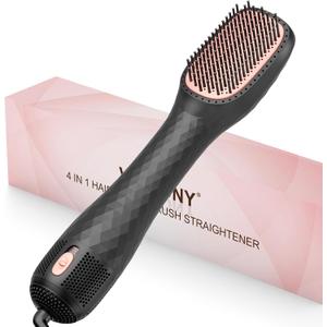 Hair Dryer Brush Blow Dryer Brush Straightener, 4-in-1 Professional 1200W Ionic Hot Air Brush Styler with Ceramic & Tourmaline Technology, One Step Hair Dryer & Styler Volumizer for All Hair Types (Black)