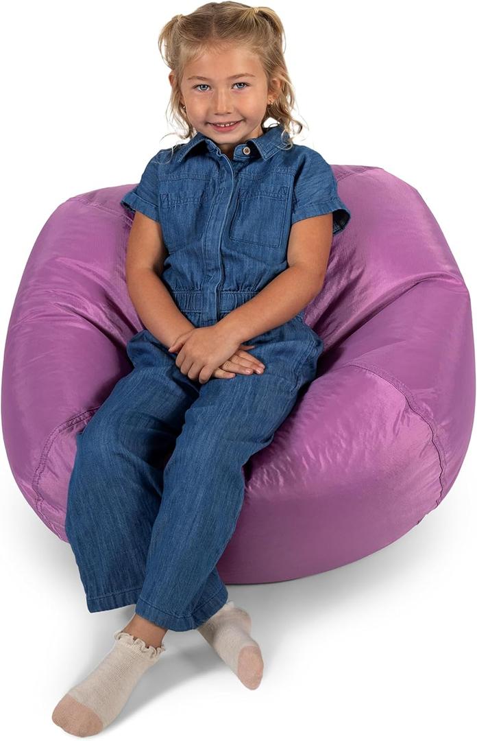 Big Joe Classic Bean Bag Chair for Kids Bedroom and Reading Nook, Easy-Clean Radiant Orchid, Durable Nylon Polyester Blend, 2 feet Refillable, Single