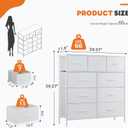 Sweetcrispy 9 Drawer Fabric Dresser Storage Tower Drawer Organizer, White, 11.8"D x 39.6"W x 39.8"H