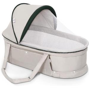 Baby Travel Bassinet Portable Bassinet with 2 in 1 Canopy for Newborn - Light Grey, Twin