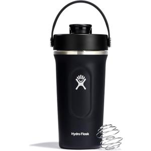 Hydro Flask Shaker Bottle Insulated Stainless Steel Gym Bottle for Pre Workout & Protein 24 Oz Black