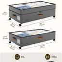 Under Bed Storage with Wheels, 10 inches Under Bed Storage Containers, 65L XXL Large Adjustable Underbed with Lids, Rolling Underbed Storage bins for Shoes, Clothes, Blankets, Grey