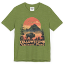 Womens Vintage Retro Yellowstone National Park Hiking V-Neck T-Shirt (Green, S)