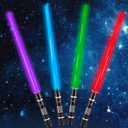 4 Pack 4 Colors Light up LED Saber, Light Swords with FX Sound(Motion Sensitive) and Realistic Handle, Expandable Light up Toy for Kid Adult, Warriors and Galaxy War Fighter, Halloween Party Xmas Gift