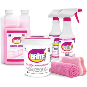 Quick 'n Brite Ultimate Cleaning Kit Includes 32oz Paste, 16oz Super Shot, 2 Refillable Spray Bottles, Microfiber Towel, Scrubber Sponge & Quick Start Guide All Purpose Cleaner - Made in the USA
