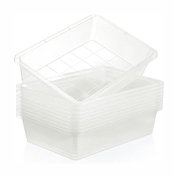 Sintuff 24 Pcs Plastic Paper Trays for Classroom, Stackable Letter Size Flat Organizer Bins for Teacher Desk, Turn in Classroom Trays File Storage Baskets for School Office Supplies(Blue)