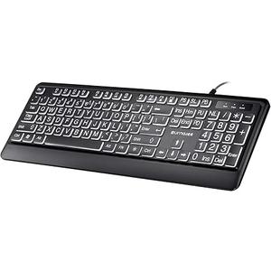 LED White Backlit Illuminated Large Oversized Print Letter Wired USB 104 Keys Standard Full Size Keyboard for Desktop PC Computer