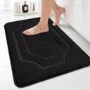 BEQHAUSE Bathroom Rugs Nonslip Bath Mat Soft & Absorbent Shaggy Bathroom Mats for Bathrooms Machine Washable Bath Rug for Shower Sink and Bathtub, Black, 20"x32"
