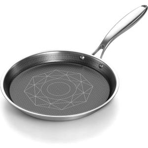 COOKER KING 9.5" Crepe Pan Nonstick, 3-Ply Stainless Steel Omelet Skillet