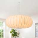 Lantern Pendant Lights Japanese Chandelier for Living Room White Drum Chandelier Large Wabi Sabi Pendant Light Fixtures for Dining Room Kitchen Island