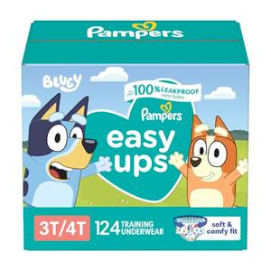 Pampers Training Pants - Easy Ups Boys & Girls Bluey - Size 3T-4T, 62 Count, Children's Potty Underwear (Packaging May Vary)