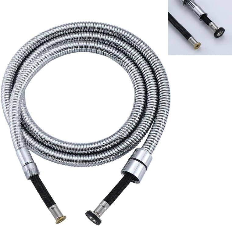 Double layered hose, more explosion-proof!Gnimauhz Kitchen 59-Inch or 150CM Pull Down Sink Faucet Replacement Pull Out Spray Head Hose Stainless Steel (Electroplating explosion-proof, 1.5 meters)