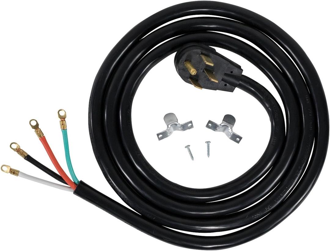Certified Appliance Accessories 50-Amp Appliance Power Cord, 4 Prong Range Cord, 4 Wires with Eyelet Connectors, 10 Feet, Copper Wire