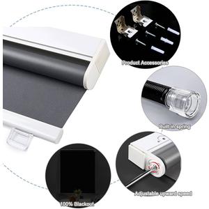 100% Blackout Roller Blinds,Thermal Shades,110×120cm,Black Window roll up Shade,Retractable Curtains,Waterproof Blinds for Office and Home,W×H-60×110cm/23.5 * 43in