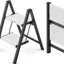 WOA WOA 2 Step Ladder, Folding Step Stool with Wide Non-Slip Aluminum Pedals, Stable and Portable, 330 lbs Capacity, for Home, Kitchen, Office - Black & White