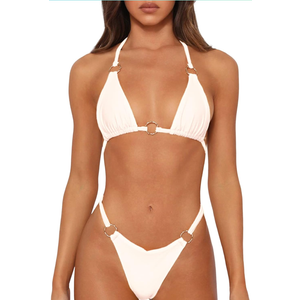 Sexy Bikinis for Women 2 Piece Bikini Spaghetti Strap Swimsuits Solid Color Bathing Swimwear Triangle Bathing Suit, M