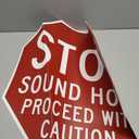 SmartSign Stop - Sound Horn, Proceed with Caution Anti Slip Adhesive Octagonal Floor Sign | 24" x 24"