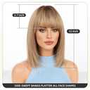 12 Inch Ombre Ash Blonde Human Hair Wig, Bob Wig Human Hair, Human Hair Wig With Bangs, Real Hair Wigs For Women, real human hair wigs