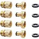 Garden Hose Quick Connector Water Hose Qucik Connect Garden Hose Connectors Brass Hose connectors Water Quick Connect Fittings 3/4" Inch GHT Solid Brass 6 Sets(6pcs Male Coupling 6pcs Female Nipple)