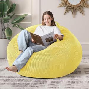 4FT Bean Bag Chair for Adults,Large Teardrop Beanbag with Filler
Beanbag Chair with Memory Foam Filled,Bean Bags with Handy Handle&Machine Washable Cover for Living Room,Bedroom-Yellow