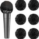 100PCS Microphone Cover Disposable Non-Woven Microphone Windscreen Protective Cap Karaoke Mic Cover for KTV Home Karaoke Bar News Interview (Black)