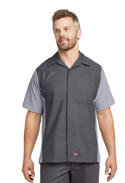 Red Kap Men's Standard Ripstop Crew Shirt, Short Sleeve, Charcoal/Grey,Large